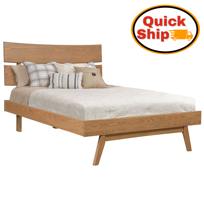 Amish Quick Ship Wyndham Hills Mid-Century Modern Bed - J&M Woodworking - Amish Quick Ship Bedroom - Amish Mid-Century Bedroom - Solid Oak Bedroom - Oak OCS-133 Tundra