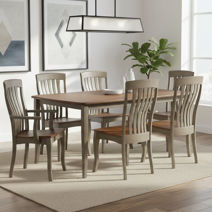 Amish R2 Shaker Leg Dining Set - French Country Leg Dining Chair - Contemporary Dining Set - Solid Brown Maple - 2-Tone Stain