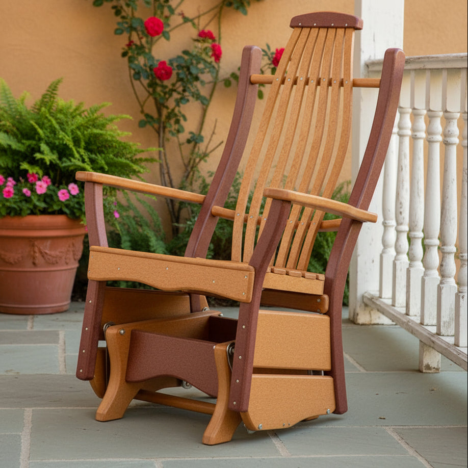 Amish Rabers Bentwood Single Glider Poly Sonrise Poly Steam Bent Back Glider