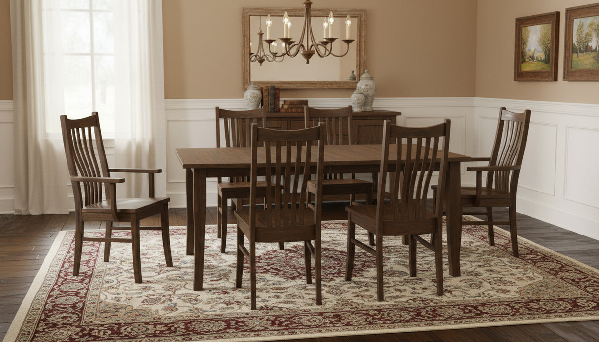 Amish Reagan Dining Set - Set Photo - Cherry - OCS-121 Cocoa - Amish Formal Dining Set Solid Cherry