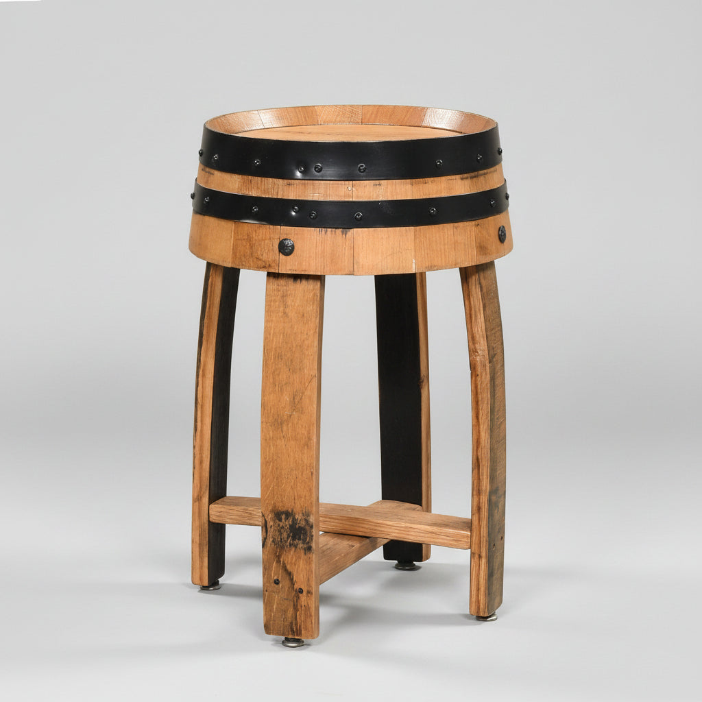 Amish Real Whiskey Barrel End Table with Barrel Stave Legs