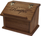 Recipe Box Amish Made Oak 102 Fruitwood Front Facing Engraved "Recipe"