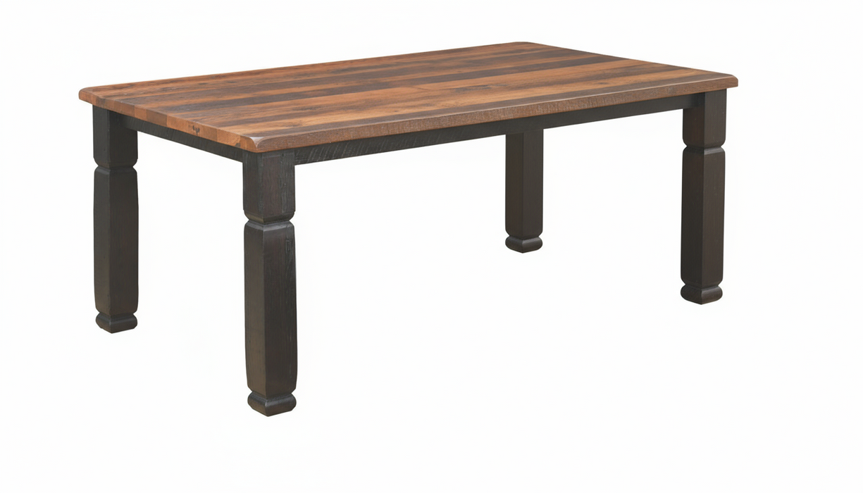 Amish Reclaimed Barnwoo Estate Dining Table - 2-Tone - Genuine Reclaimed Barnwood Leg Table