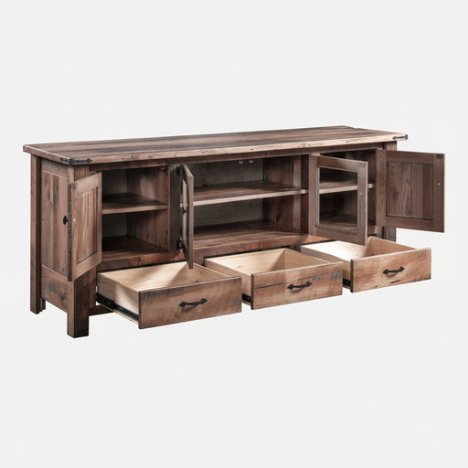 Amish Reclaimed Barnwood 72" Kimbolton Tv Stand Rustic Reclaimed Entertainment Center