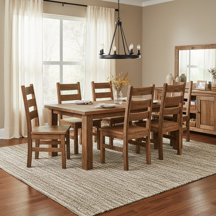 Amish Reclaimed Barnwood Albany Dining Set - Amish Made Genuine Reclaimed Barnwood Dining Set - 42" x 72" With 6 Chairs - Meadowview Barnwood