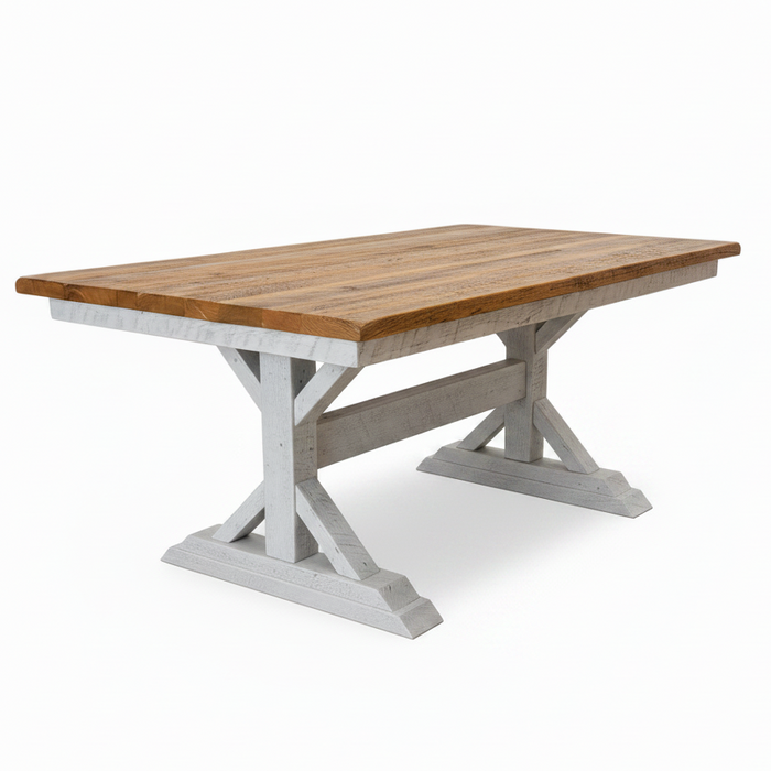 Amish Reclaimed Barnwood Country Hill Table - 2-Tone Farmhouse Table - Genuine Reclaimed Barnwood Amish Farmhouse Table