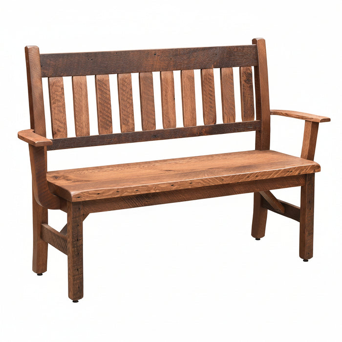 Amish Reclaimed Barnwood Deacon Bench - Reclaimed Entryway Bench - Mission Style Barnwood Bench 1