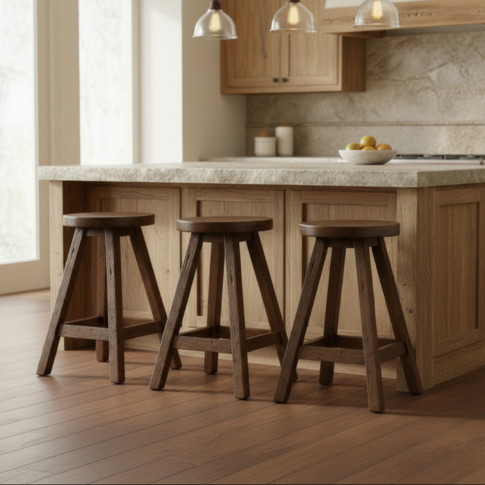 Amish Reclaimed Barnwood Barstool Counter Height - Farmhouse Barstools - Amish Made Farmhouse Barstool