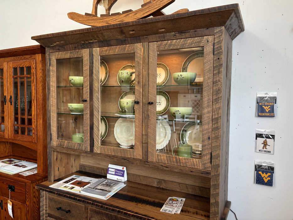 Amish Reclaimed Barnwood Timberland Hutch - Reclaimed Barnwood Amish Hutch - Solid Wood Amish Dining Hutch 5