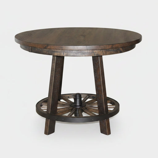 Reclaimed Wagon Wheel Pub Table Single Pedestal Pub Tables Farmhouse Reclaimed Barnwood