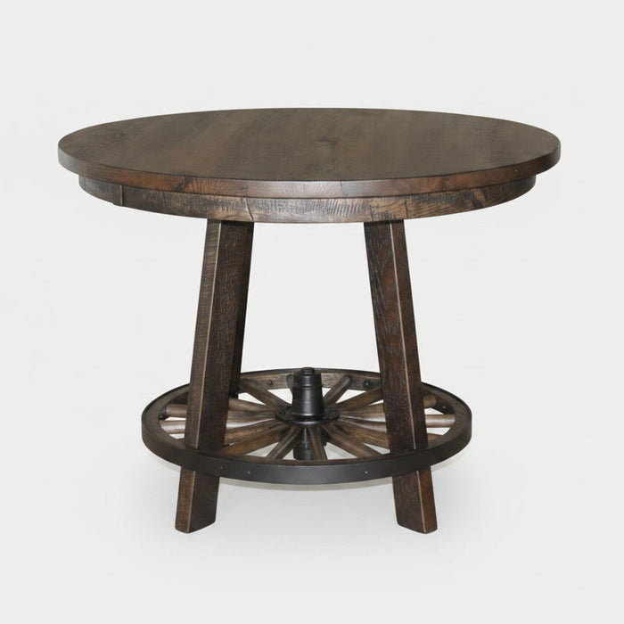 Reclaimed Wagon Wheel Pub Table Single Pedestal Pub Tables Farmhouse Reclaimed Barnwood