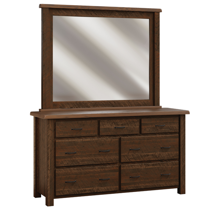 Amish Reclaimed Post Mission Low Dresser w/ Mirror Option Dressers Farmhouse Reclaimed Barnwood