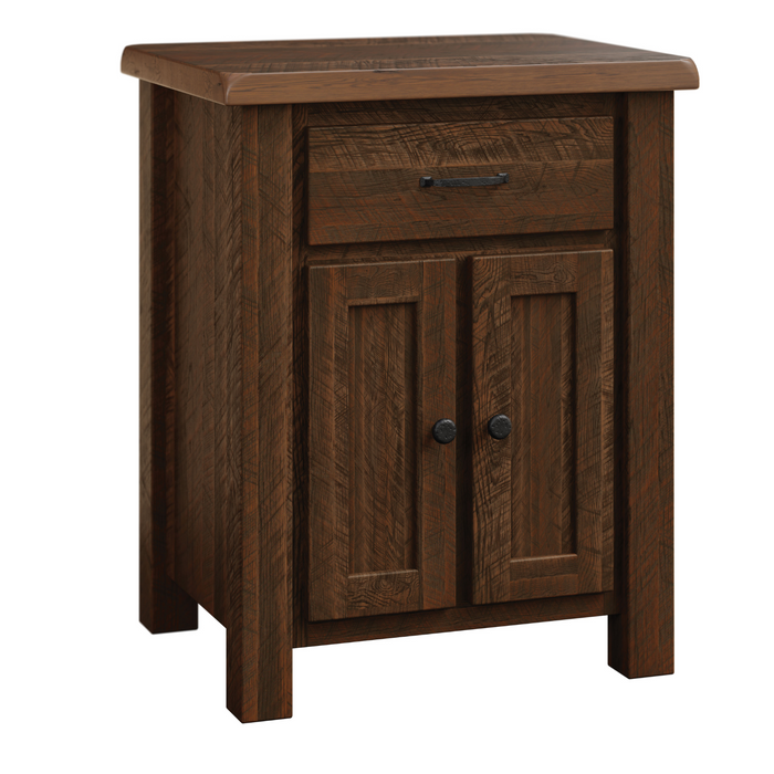 Amish Reclaimed Post Mission Nightstand With Doors Nightstands With Doors Farmhouse Reclaimed Barnwood