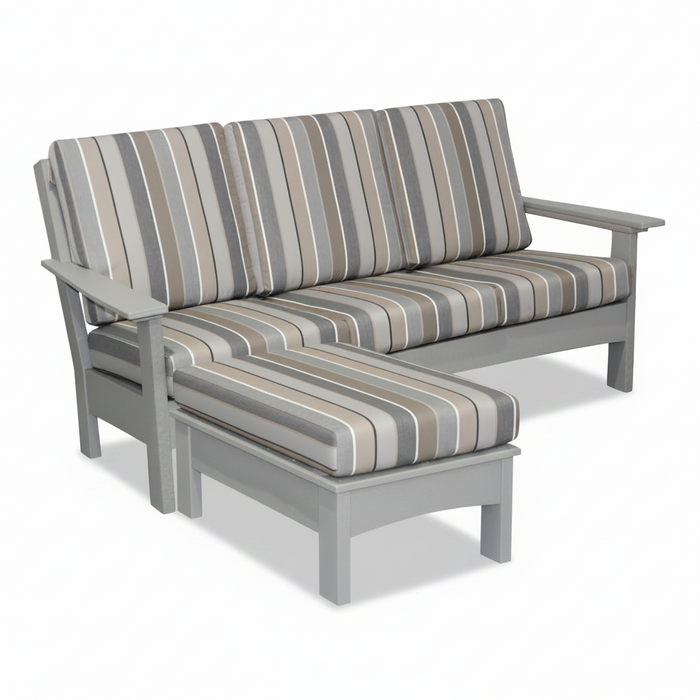 Amish Regal Cushioned Poly Chaise Extension - Black Poly - Peyton Granite Fabric - Fits With All Regal Style Chairs/Sofas - Shown With Sofa