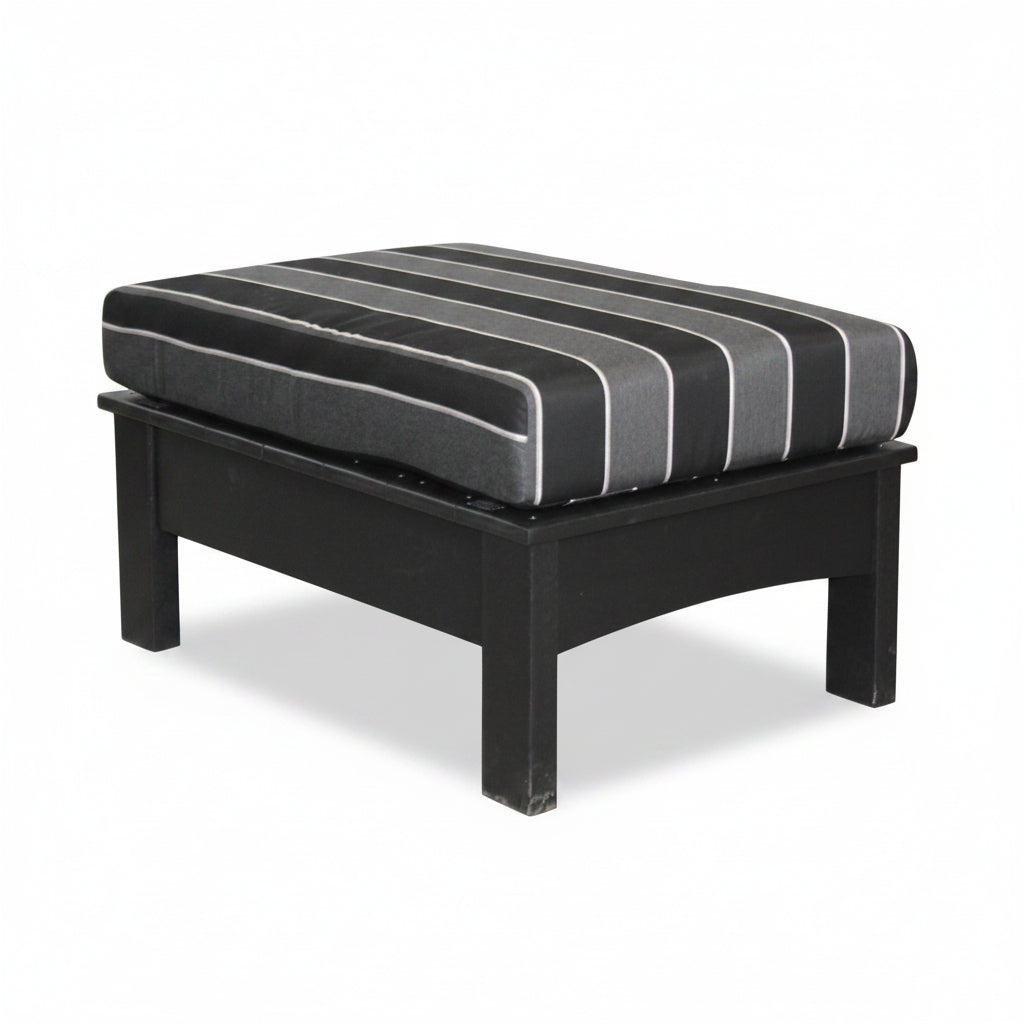 Amish Regal Cushioned Poly Chaise Extension - Black Poly - Peyton Granite Fabric - Fits With All Regal Style Chairs/Sofas