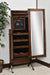 Amish Reno Jewelry Cheval Mirror
- Sliding Mirror (Slides To The Right Standard)
- Hinged Earring Door
- 11 Hook Necklace Board
- 1st Shelf: 3 Ring Slots
- 2nd Shelf: 3 Dividers
- 3rd Shelf: 4 Dividers
- Bottom Shelf: 1 Divider