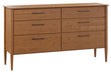 Amish Reveal 68 inch dresser shown in red oak with carbon finish modern style