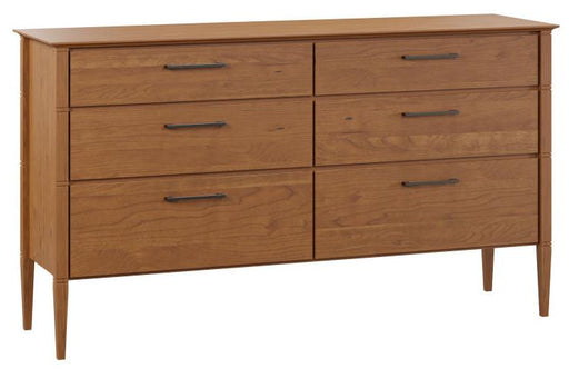 Amish Reveal 68 inch dresser shown in red oak with carbon finish modern style