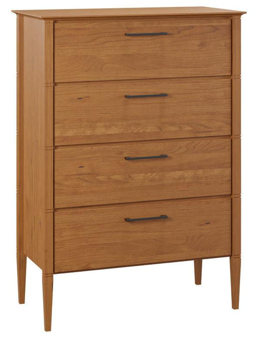 Amish Reveal Modern Shaker Style Chest of Drawers on Sap Cherry Wood with Chestnut Stain