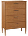 Amish Reveal Modern Shaker Style Chest of Drawers on Sap Cherry Wood with Chestnut Stain