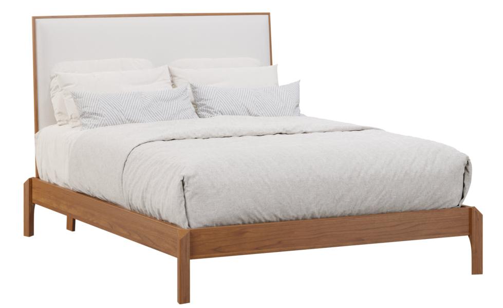 Amish Reveal Platform Bed With Framed Upholstered Headboard