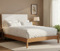 Amish Reveal Platform Bed With Framed Upholstered Headboard on Sap cherry with Chestnut Stain Modern look