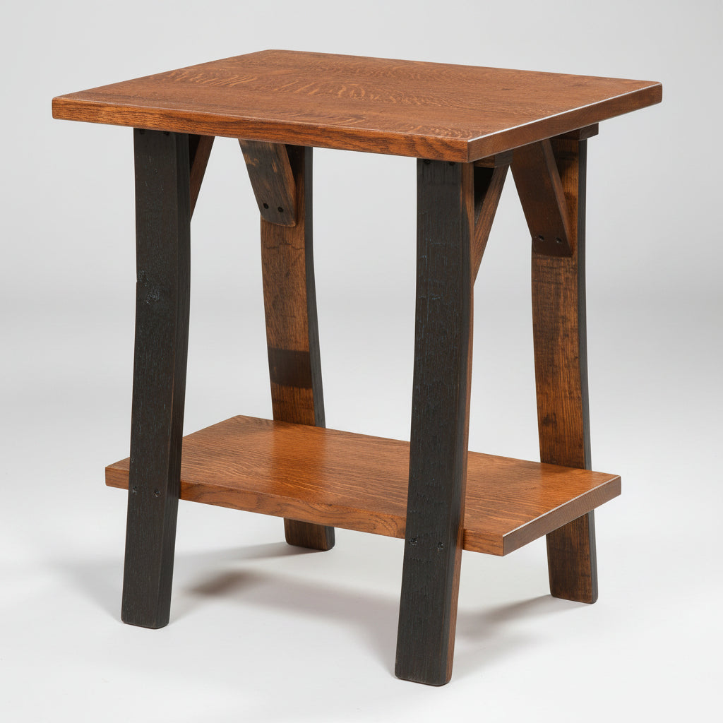 Amish Reverse Stave Leg Barrel End Table