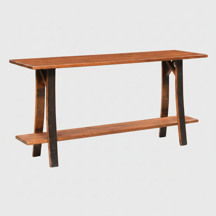 Amish Reverse Stave Leg Barrel Sofa Table