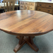 Amish Richfield Single Pedestal Dining Set In-Stock - Walnut Wood - Fabric Seat Easton Dining Chairs - Contemporary Walnut Amish Dining Set 4
