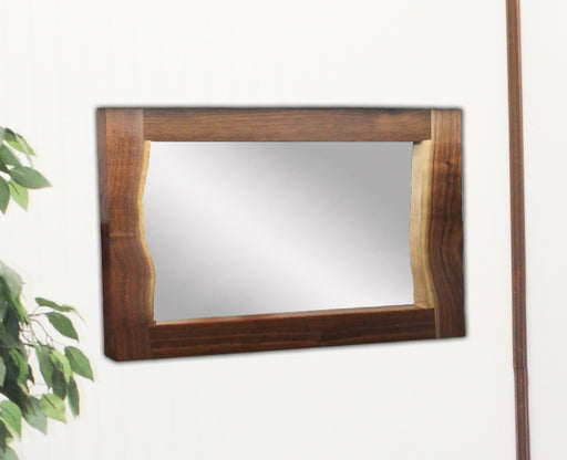 Amish River Run Live Edge Horizontal Wall Mirror
Available in Walnut and Wormy Maple
Details Varies According to Grain Structure. Some may be smooth, others rough
Live Edge on Inside Toward the Mirror