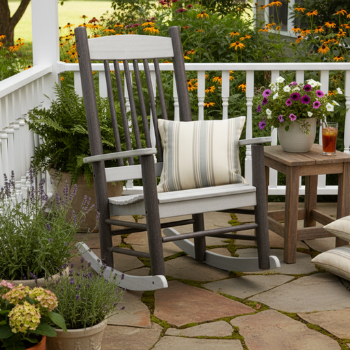 Amish Riverside Poly Log Rocker - Tangent Poly - Poly Log Furniture - Driftwood Gray