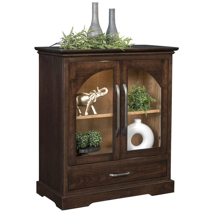 Amish Riverton 2-Door Buffet w/ Bottom Drawer
Hardware:
4288 BNBDL (Doors)
4160 BNBDL (Drawer)
1 Adjustable Glass Shelf w/ Wood Frame
LED Touch Lighting