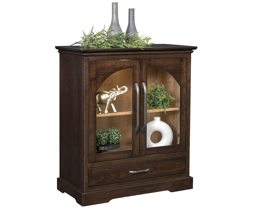 Amish Riverton 2-Door Buffet w/ Bottom Drawer
Hardware:
4288 BNBDL (Doors)
4160 BNBDL (Drawer)
1 Adjustable Glass Shelf w/ Wood Frame
LED Touch Lighting