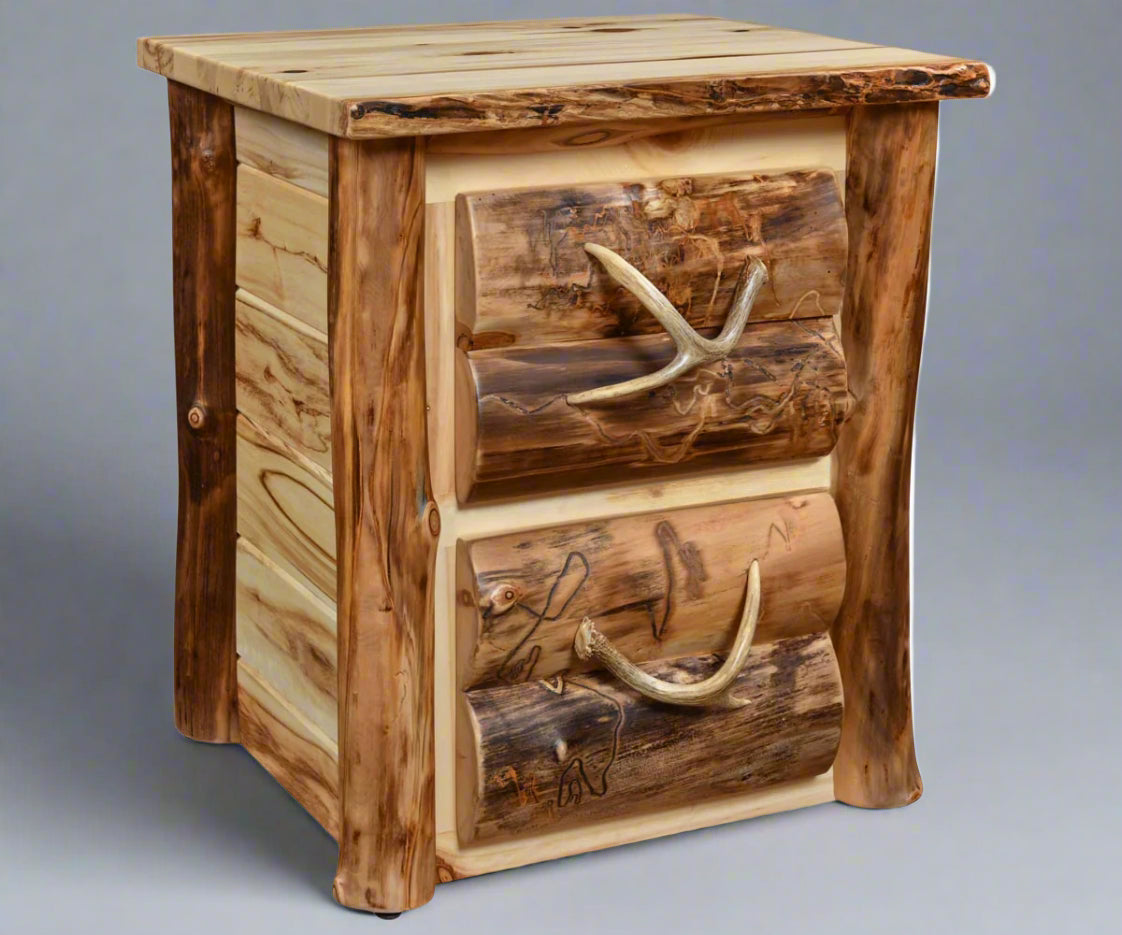Amish Rocky Mountain 2 Drawer Filing Cabinet Aspen Log Rustic Log Cabin Office File
