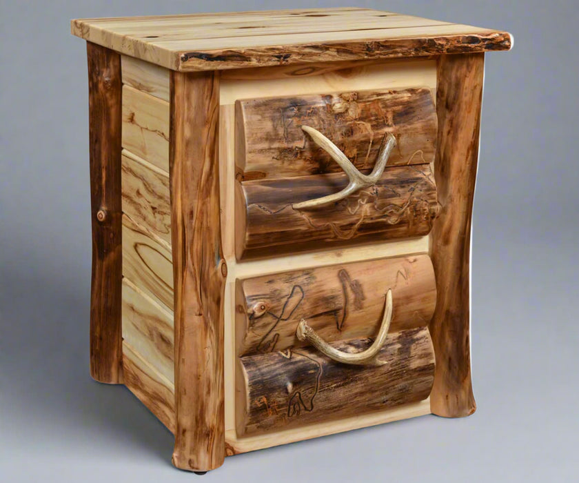 Amish Rocky Mountain 2 Drawer Filing Cabinet Aspen Log Rustic Log Cabin Office File