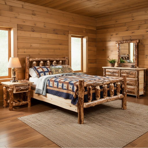 Amish Rocky Mountain 3-Piece Bedroom Set Aspen Log Bedroom