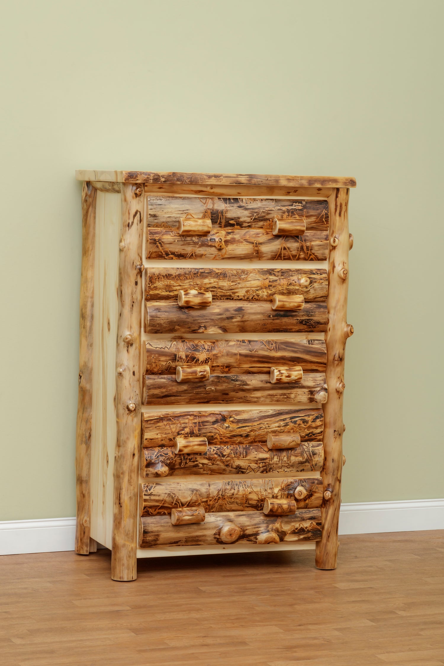 Amish Rocky Mountain Log Chest of Drawers- Colorado Aspen Log - Chest Only Photo