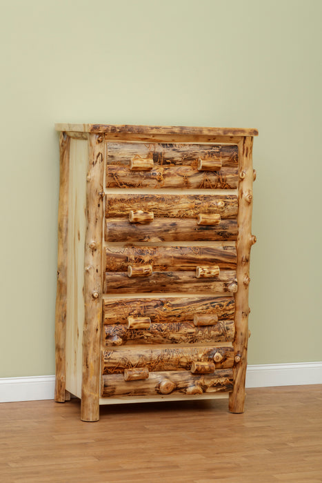 Amish Rocky Mountain Log Chest of Drawers- Colorado Aspen Log - Chest Only Photo