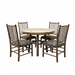 Amish Round Hickory Log Dining Set with Mission Stick Back Upholstered Seat Chairs