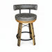 Amish Rustic Barrel Modern Upholstered Barstool with Back