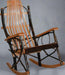 Amish Rustic Hickory Jumbo Rocker with Flat Arms Bark on Front of Rocker Rustic Log Cabin Rocking Chair