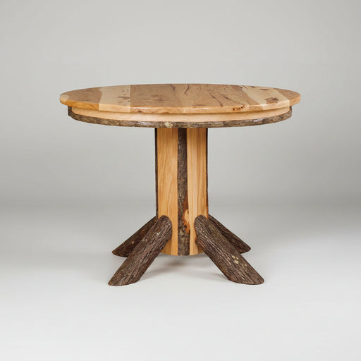 Rustic Hickory Log Pedestal Table Natural Rustic Hickory Log Cabin Dining Table Front Facing