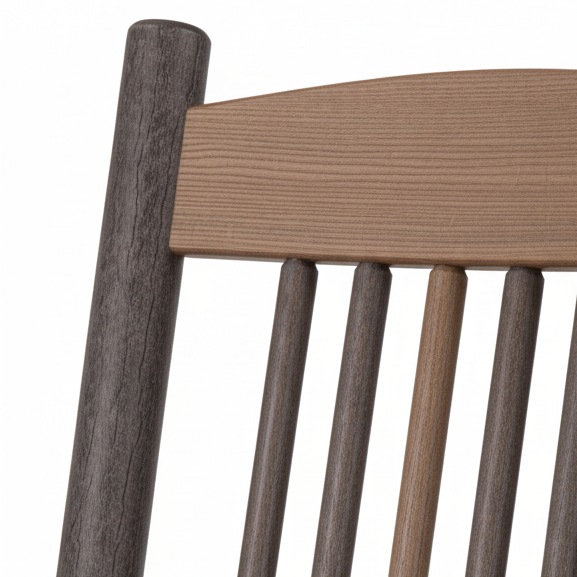 Amish Rustic Poly Log  - Tangent Poly - Antique Mahogany - Poly Cabin Outdoor Furniture  - Back Close Up