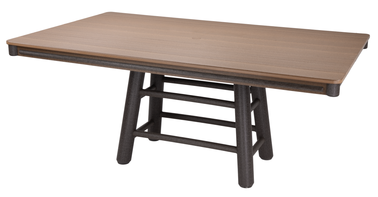 Amish Rustic Poly Log 44"x72" Dining Table - Antique Mahogany on Brown - Tangent Poly