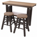 Amish Rustic Poly Log Breakfast Bar With 2 Round Barstools - Counter or Bar Height - Antique Mahogany on Brown - 20 Year Warranty - Set Photo - Blank Background