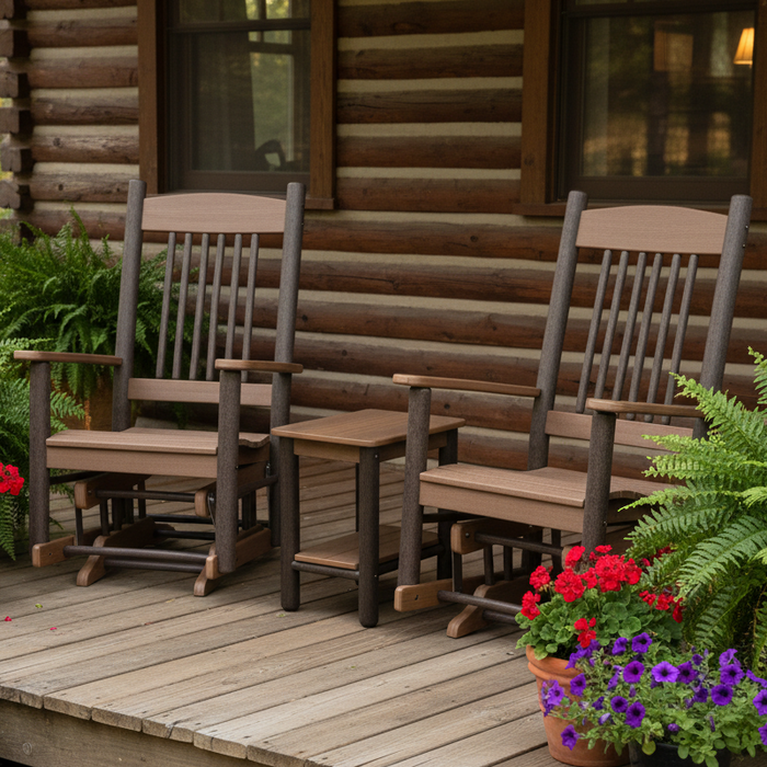 Amish Rustic Poly Log Glider Set
