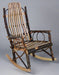 Amish Rustic Split Hickory Flat Arm Rocking Chair with Bark Arms Log Cabin Rustic Rocker