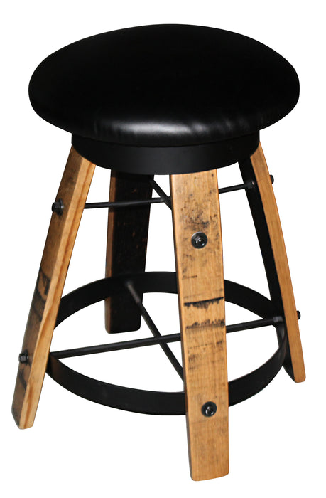 Whiskey Barrel  Bar Stool with Fabric Swivel Seat Amish Made Front Facing