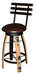 Whiskey Barrel Bar Stool with Swivel Cushioned Seat Stave Back Amish Made Front Facing