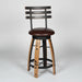 Whiskey Barrel Bar Stool with Swivel Cushioned Seat Stave Back Amish Made Front Facing